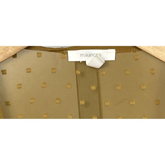 Maurices‎ Cardigan Open Front Ruffle Tunic Sheer Swiss Dot Romantic Gold Plus 0X - Picture 3 of 3